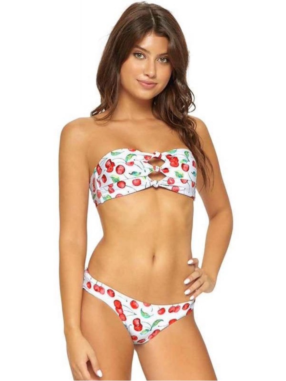Pilyq White Cherry Print Bikini size S/M